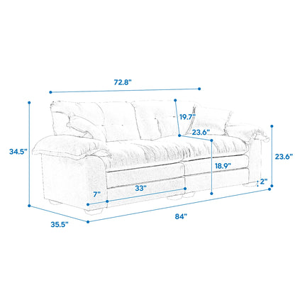 84" Chenille Sofa Small Sofa Loveseat Deep Seat Sofa Couch with 2 Throw Pillows & Memory Foam