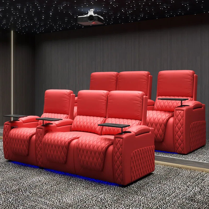 Haiylee Zero Gravity Home Theater Seating Top Grain Leather Recliner Sofa Power Headrest Footrest