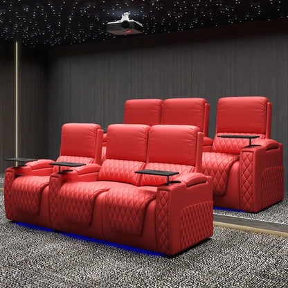 Haiylee Zero Gravity Home Theater Seating Top Grain Leather Recliner Sofa Power Headrest Footrest