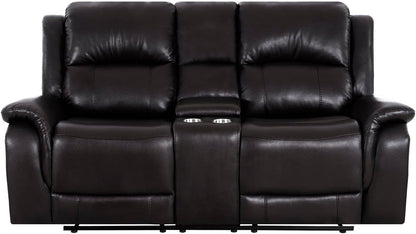 Oversized Espresso Leather Recliner Loveseat For Home Theater