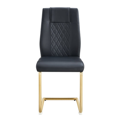 Modern dining chairs with faux leather padded seats, dining room chairs, gold metal leg upholstered chairs set of 6