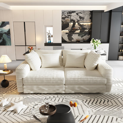 102.4 'Plush Corduroy 4-Seat Sofa,Modern Comfy Upholstered Sofa Cloud Couch,Deep Seat Couches with Soft Pillows and Movable Ottoman
