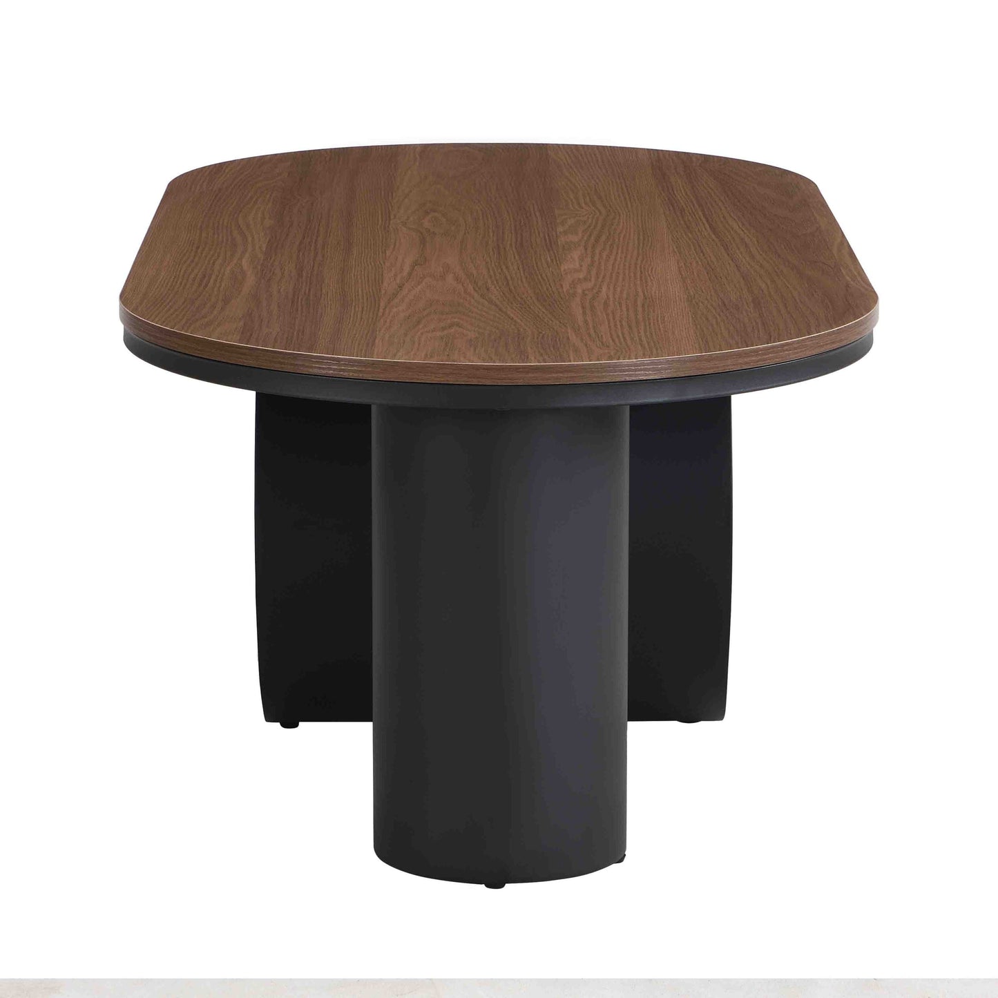 47-Inch Industrial Oval Coffee Table with Storage Drawer - Black