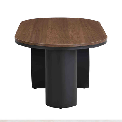 47-Inch Industrial Oval Coffee Table with Storage Drawer - Black