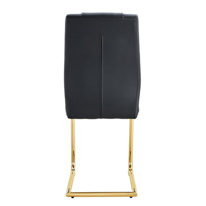 Modern dining chairs with faux leather padded seats, dining room chairs, gold metal leg upholstered chairs set of 6