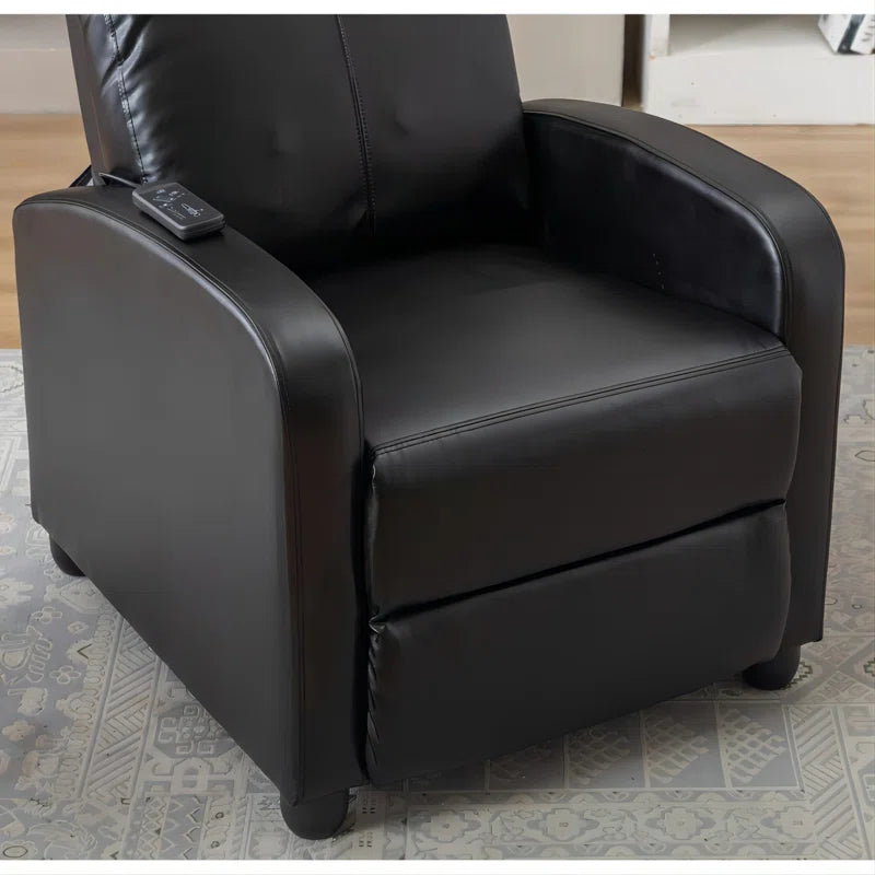 25.6" Wide Modern Soft Breathable Faux Leather Massage Home Theater Individual Seat with Remote Control (Set of 4)