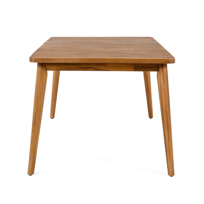 Outdoor Dining Set with Acacia Wood Table and 4 Chairs, Beige