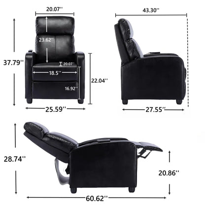 25.6" Wide Modern Soft Breathable Faux Leather Massage Home Theater Individual Seat with Remote Control (Set of 4)