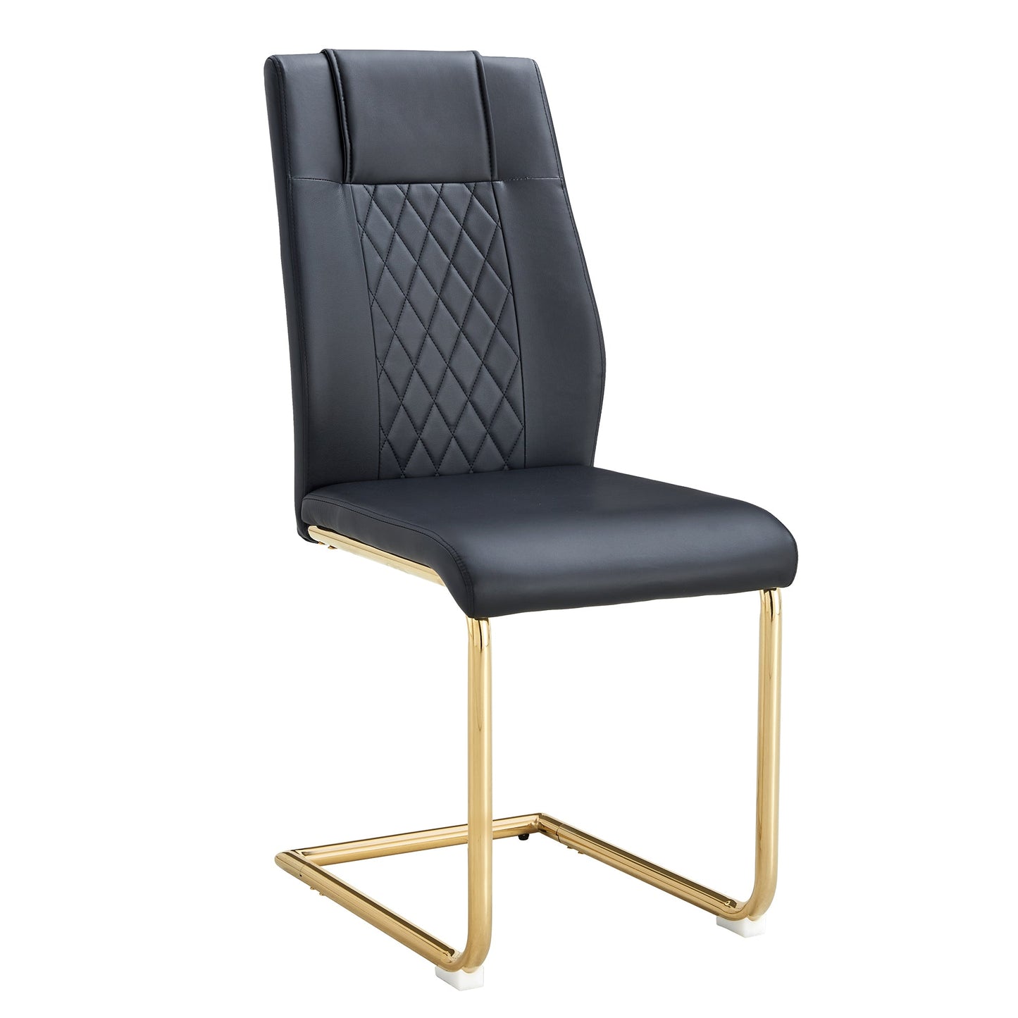Modern dining chairs with faux leather padded seats, dining room chairs, gold metal leg upholstered chairs set of 6