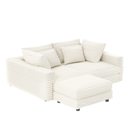 102.4 'Plush Corduroy 4-Seat Sofa,Modern Comfy Upholstered Sofa Cloud Couch,Deep Seat Couches with Soft Pillows and Movable Ottoman
