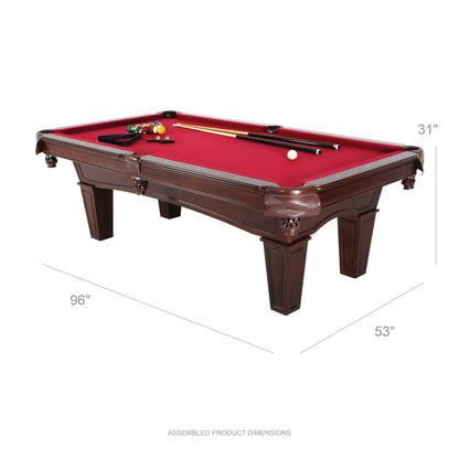Fullerton 7.5 ft. Billiard Table in Dark Chestnut with Ball Set, Cues, Chalk, Triangle Rack, and Brush
