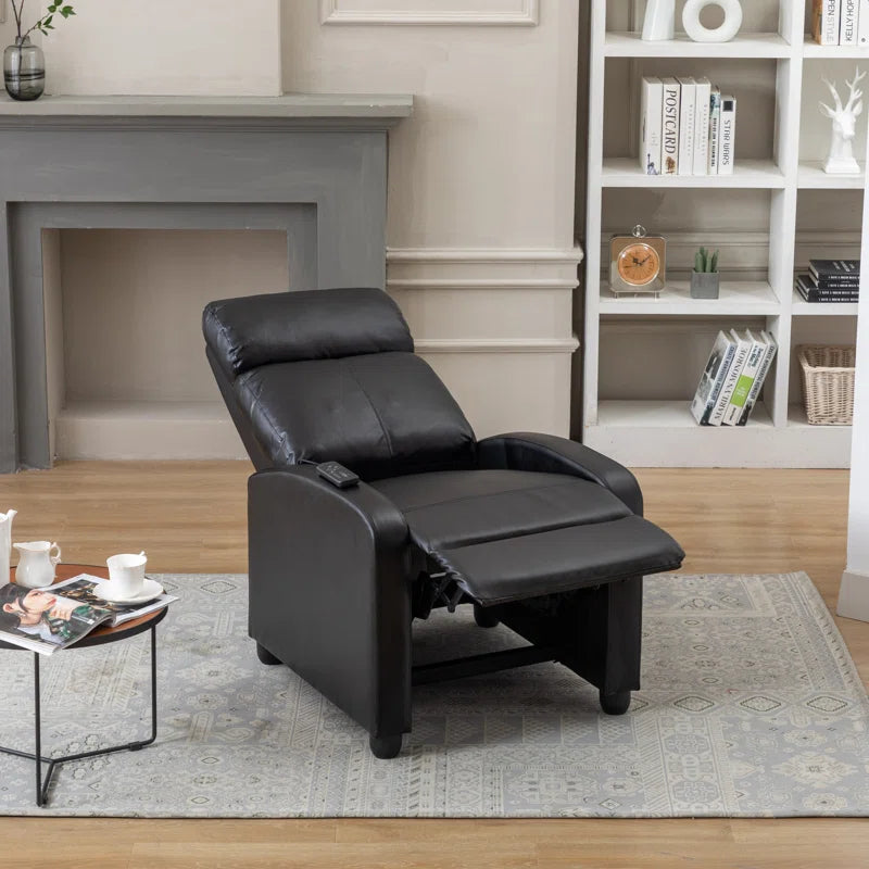 25.6" Wide Modern Soft Breathable Faux Leather Massage Home Theater Individual Seat with Remote Control (Set of 4)