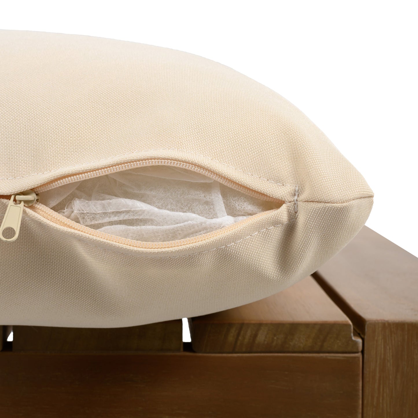 Outdoor Dining Set with Acacia Wood Table and 4 Chairs, Beige