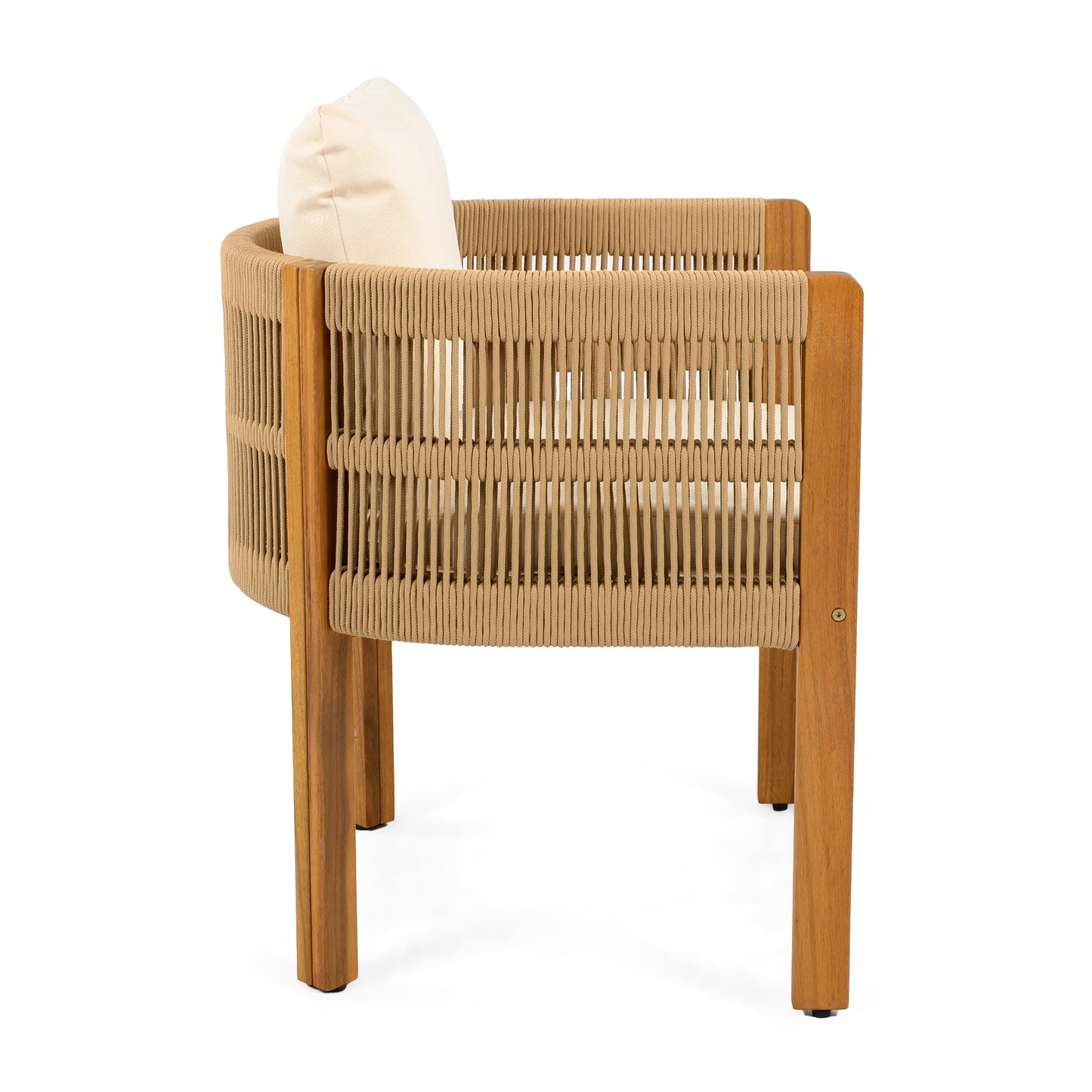 Outdoor Dining Set with Acacia Wood Table and 4 Chairs, Beige