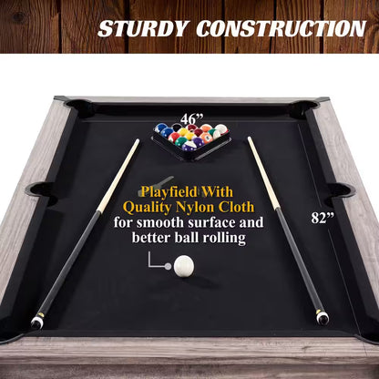 Monteray 7' Drop Pocket Pool Table Brown, 3-In-1 Dining Top and Table Tennis with Game Accessories