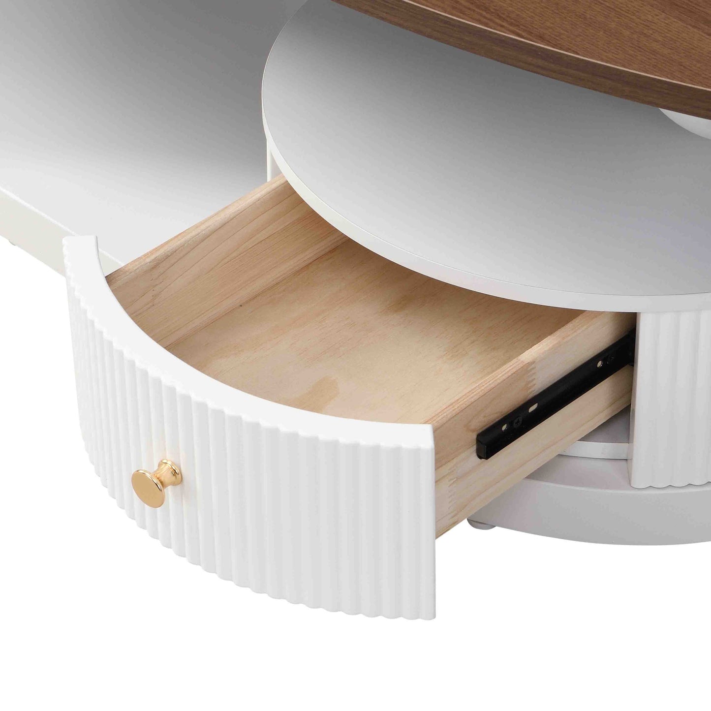 2-Piece Nesting Coffee Table Set with Storage - White & Brown