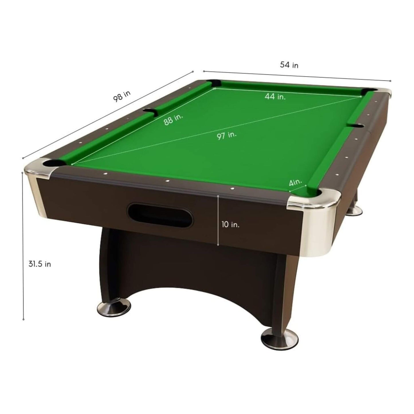 8FT Modern Green Felt Billiard Pool Table With Automatic Ball Return And Accessories Kit