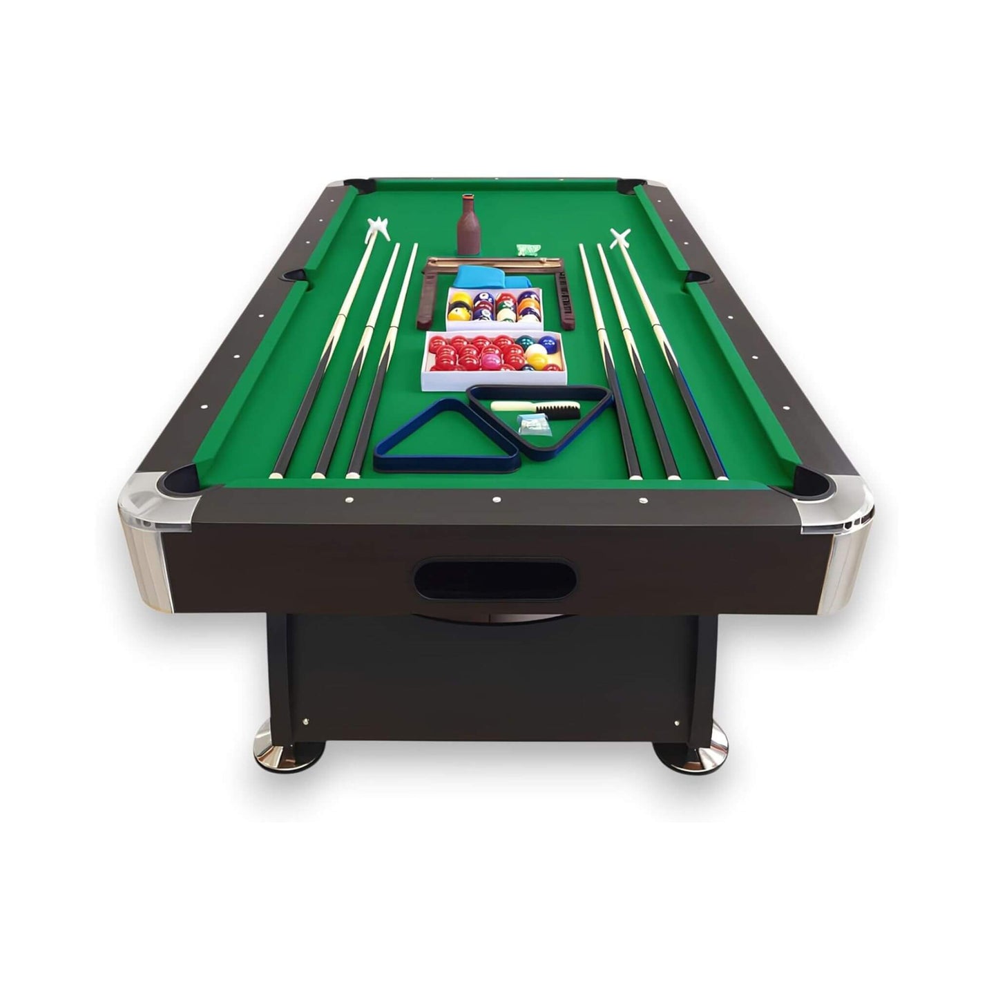 8FT Modern Green Felt Billiard Pool Table With Automatic Ball Return And Accessories Kit