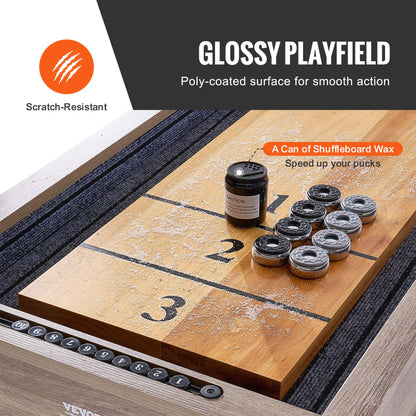 Premium 2-In-1 Shuffleboard Game Table Set With Bowling Combo