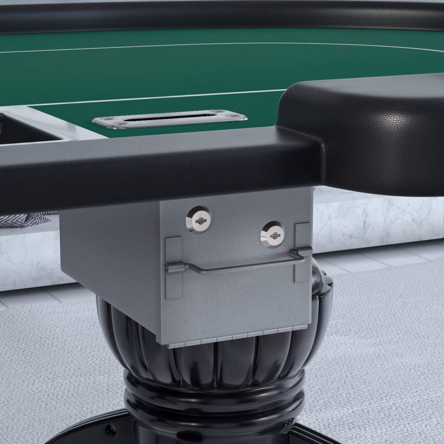 Premium 96-Inch Aura Oval Card Table With Cup Holders, Chips Tray And Drop Box